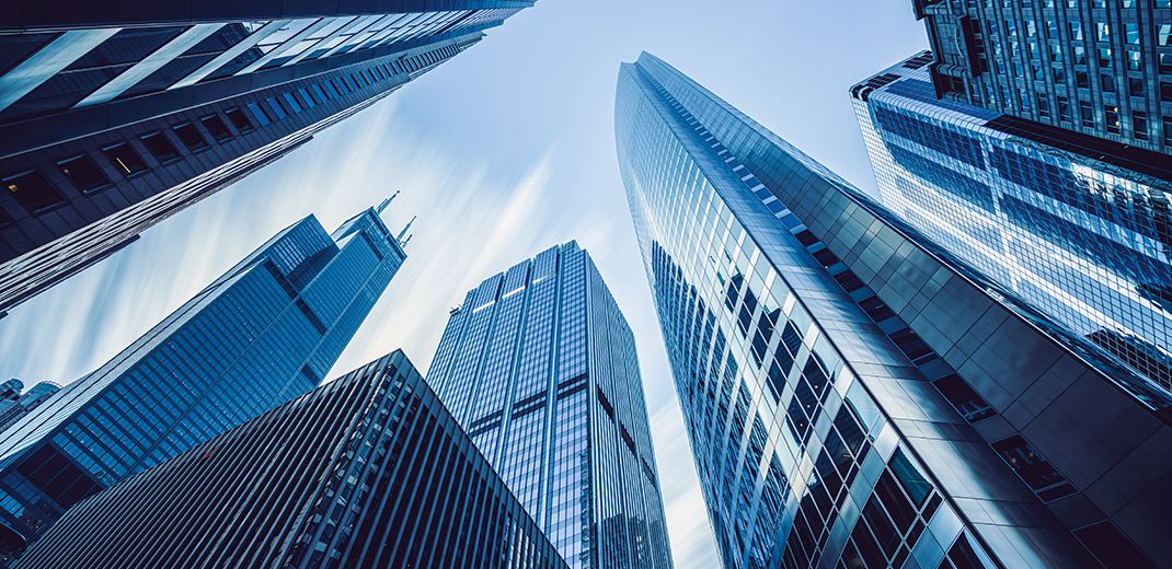 Upwards perspective of buildings
