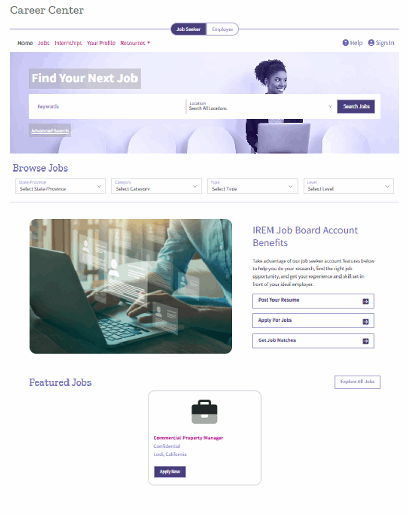 IREM Job Board screenshot